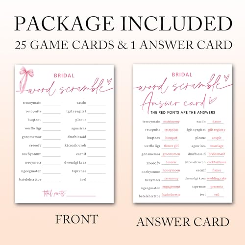 Bridal Shower Games Cards (25 Count)