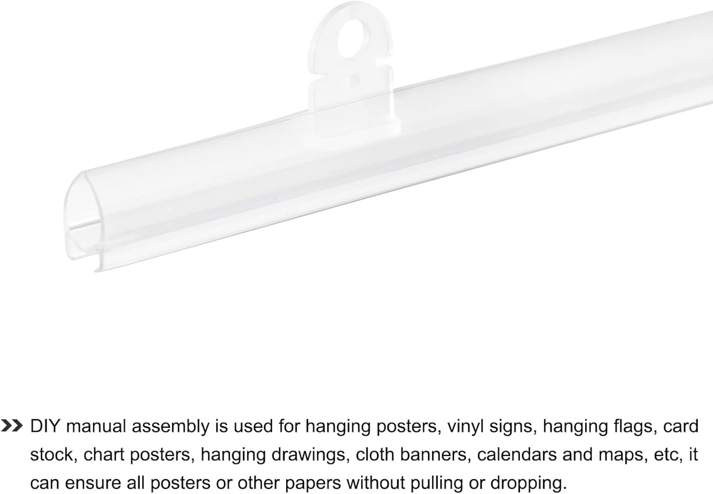 MECCANIXITY PVC Poster Hanger Rail Poster Strip Bar 90cm/35inch Clear with Clips for Poster, Map, 4 Set