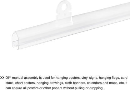 MECCANIXITY PVC Poster Hanger Strip 35cm/14inch Clear with Clips, 4 Set