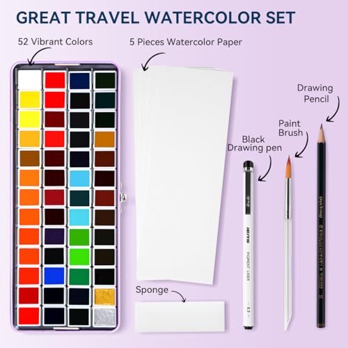 MeiLiang 52 Colors Watercolor Paint Set