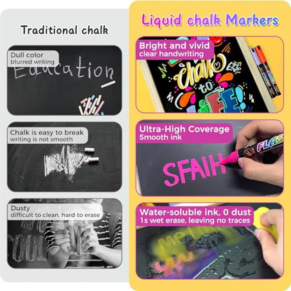 Liquid Chalk Markers for Blackboard Glass [1s Wet Wipe (8 Count)