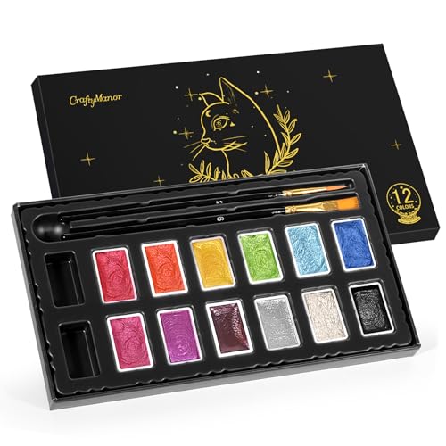 Mini Glitter Watercolor Paint Set with Paper (12 Count)