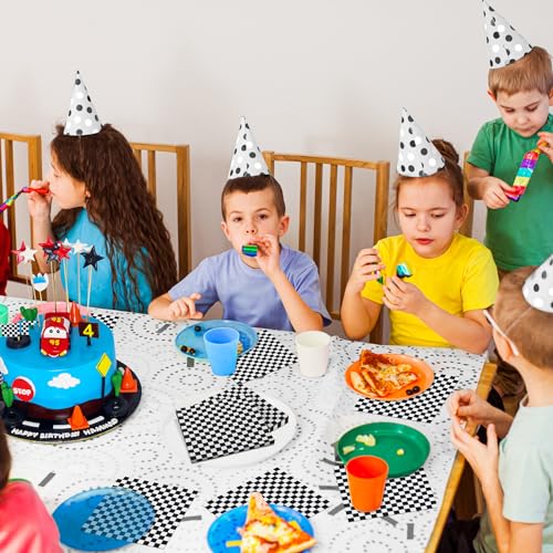 48 Pieces Race Car Paper Napkins Disposable Checkered Flag Napkin Racing Car Party Cocktail Dinner Napkin Set 13" x 13" Unfolded Tableware Napkins for Racing Party Supplies (48 Count)