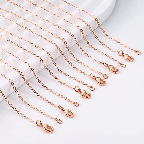Wholesale 12PCS Rose Gold Plated Solid Brass Chain