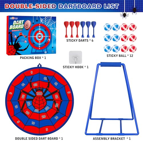 Large Double Sided Kids Dart Board with Stand (18 Count)