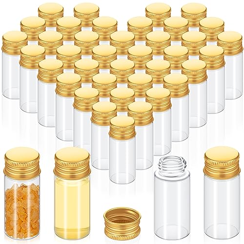 200 Pcs Small Clear Vials Spice Mini Jars with Lids Mini Glass Bottles with Screw Aluminum Metal Caps Tiny Jars Sample Containers for Powder Cream Cosmetic Jewelry Wedding (200 Count)