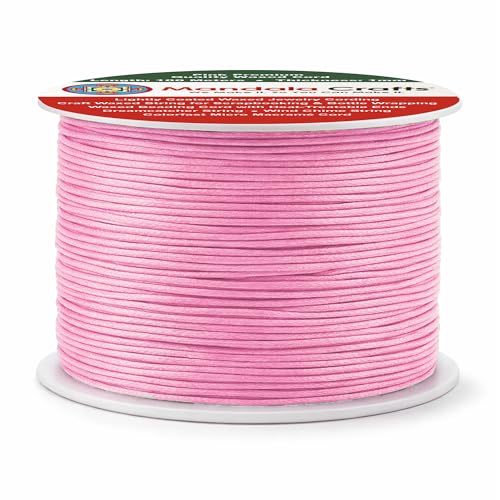 1mm Pink Cotton Waxed Cord for Jewelry Making (327 Foot )