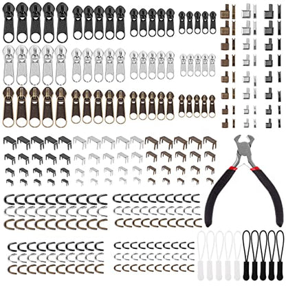 275 Pcs Zipper Repair Kit Replacement Zipper Pull Replacement Slider Set (275 Count)