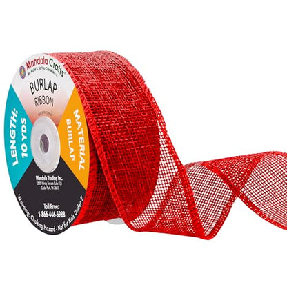1 1 2 Inch Wide Red Burlap Ribbon for Crafts (120 Foot)
