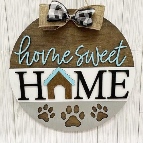 9 Pcs Welcome Stencils for Painting on Wood Reusable Round Home Sweet Home Stencil Large Hello Fall Templates for Door Hanger Canvas DIY Crafts (9 Count)