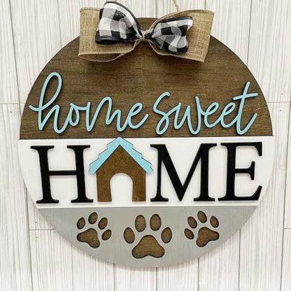 9 Pcs Welcome Stencils for Painting on Wood Reusable Round Home Sweet Home Stencil Large Hello Fall Templates for Door Hanger Canvas DIY Crafts (9 Count)