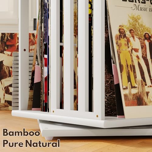 Bamboo 360 Rotating Bookshelf Tower