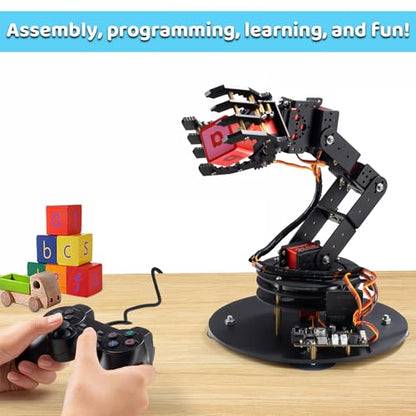 6 Axis Metal Robot Arm Kit with Joystick Control for Arduino Programming DIY Robotics Arm for STEM Learning