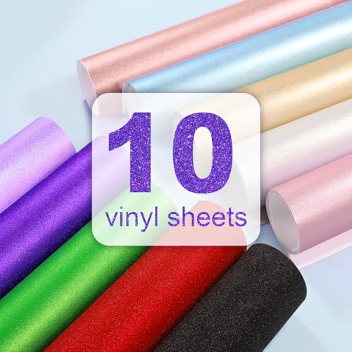 Shimmer Vinyl Glitter Adhesive Sheets for Craft Cutter 12" x 12" 10 Sheets (10 Count)