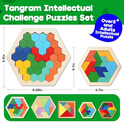5 Pack Wooden Puzzle Set