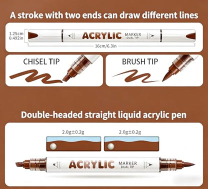 12 Colors Dual Tip Acrylic Paint Markers (12 Count)