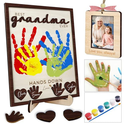 10" Hands Down Best Grandma Ever DIY Handprint Gifts for Grandma with Paints
