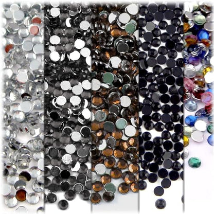 5-PK Set (7,200-Piece), Round 3mm Rhinestones, Flatback, Gray Tones (7200 Count)