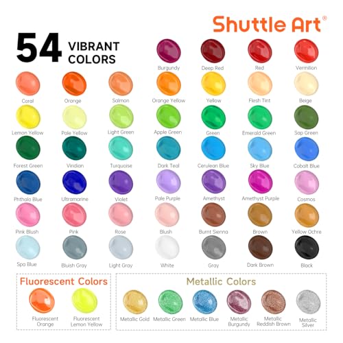 54 Colors Acrylic Paint (108 Fl Oz)