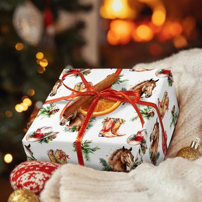 Christmas Horse Wrapping Paper Sheet (30 Sq Ft)