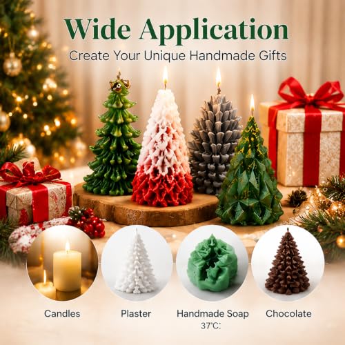 6 PCS 3D Christmas Tree Pinecone Silicone Molds
