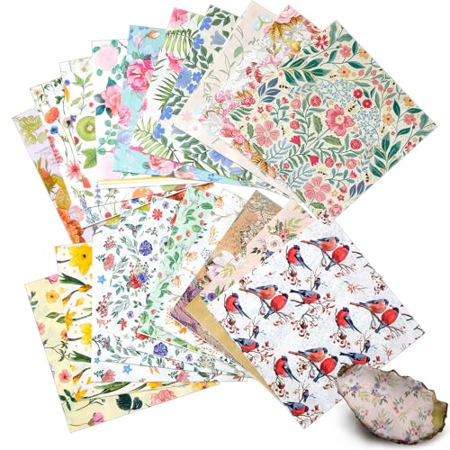 20 Pack Decoupage Napkins Floral Cocktail Decorative Paper Napkins (20 Count)