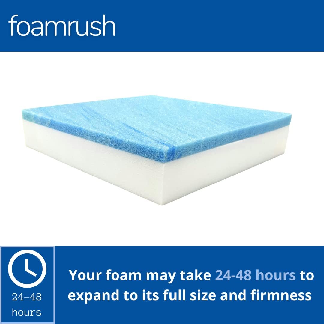 FoamRush 6" x 24" x 24" Gel Memory Foam Upholstery Square Cushion Medium Firm (Chair & Wheelchair Seat Cushion Replacement, Square Foam Dining Chairs, Couch, Sofa, Rubber Padding) - Crafty Corner