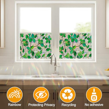 Window Privacy Film with Installation Tools Home Decorative Colored Glass Window Stickers Reusable electrostatic Rainbow Stickers