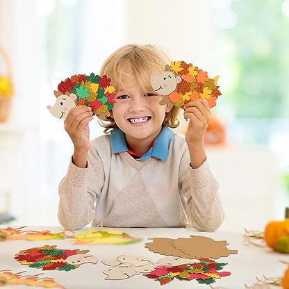 12 Pack Hedgehog Crafts for Kids Make You Hedgehog Foam Stickers DIY Autumn Art and Craft for Boys Girls Party Supply Art Activities Birthday Gifts Fall Thanksgiving Decoration (12 Count)