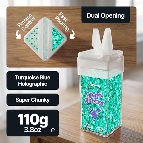 Craft Glitter Shaker Turquoise Blue Holographic 110g Super Chunky (3.9 Ounce)