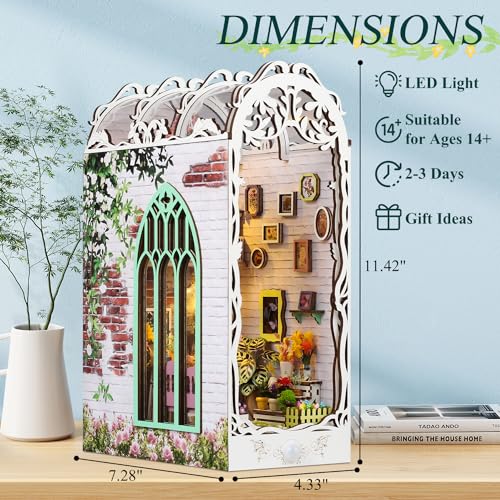 DIY Book Nook Miniature Kit with Sensor Light & Dust Proof for Teens Adults