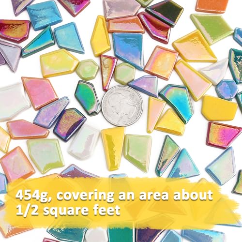 Iridescent Glass Mosaic Tiles for Crafts Bulk