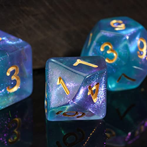 7 Die DND Dice Set Polyhedral Dice Set with a Leather Dice Bag (7 Count)