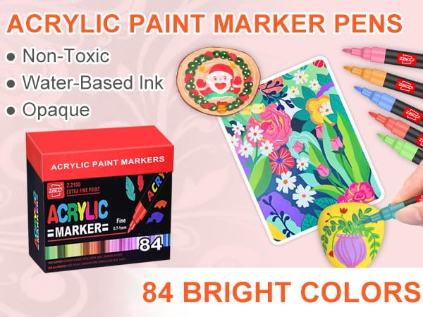 84 Colors Acrylic Paint Markers and ACRYLIAC PAINT PENS for Rock (84 Count)
