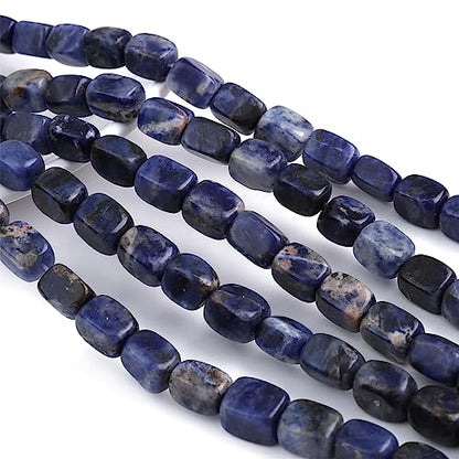 Natural Blue Sodalite Cuboid Stone Loose Semi Gemstone Beads for Jewelry Making 8mmx12mm 38cm (33 Count)