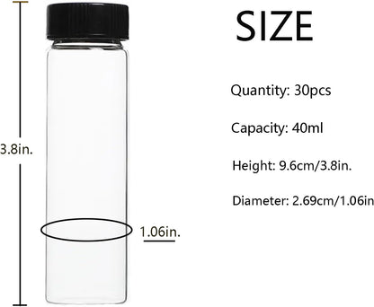 40ml Clear Small Glass Vials 30pcs with Screw Caps(30pcs)