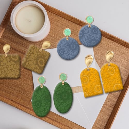 Polymer Clay Texture Sheet Sunflower Silicone Texture Stamp Polymer Clay Modeling Pattern Pad for Jewelry Earring Making DIY Craft