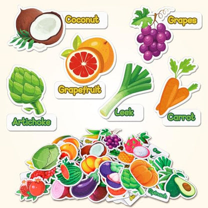 90 Pcs Vegetables & Fruits Felt Board Story Pieces Set for Toddlers (90 Count)