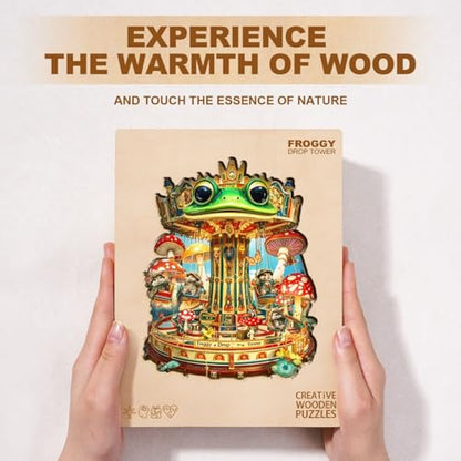 Frog Drop Tower Puzzles Adults Gifts for Women Men Wooden 215 Pieces 13.4 * 10.8in