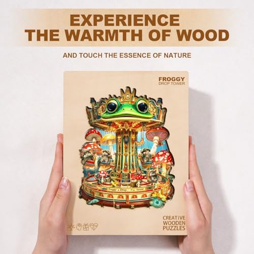 Frog Drop Tower Puzzles Adults Gifts for Women Men Wooden 85 Pieces 8.5 * 6.8in
