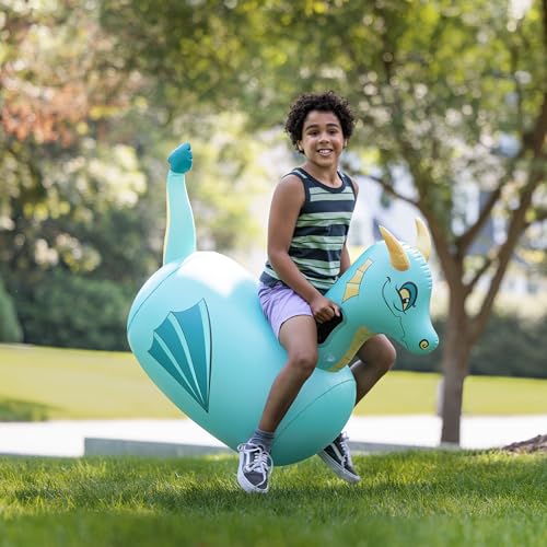 Hop N Go Inflatable Blue Dragon Bouncy Riding