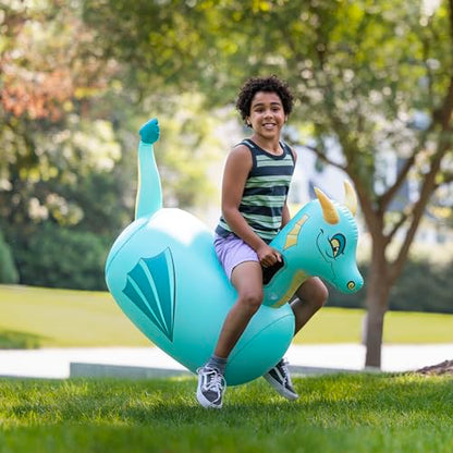 Hop N Go Inflatable Blue Dragon Bouncy Riding