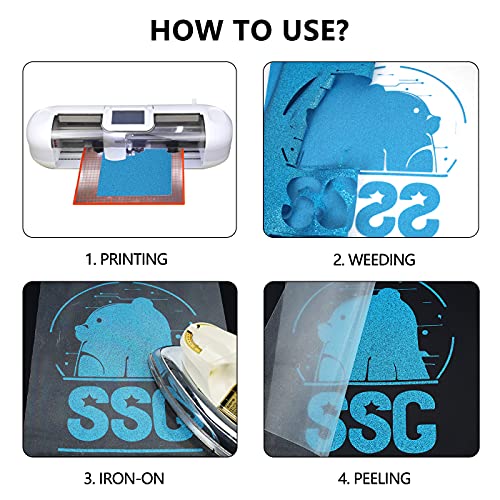 Glitter Sky Blue Heat Transfer Vinyl HTV Rolls