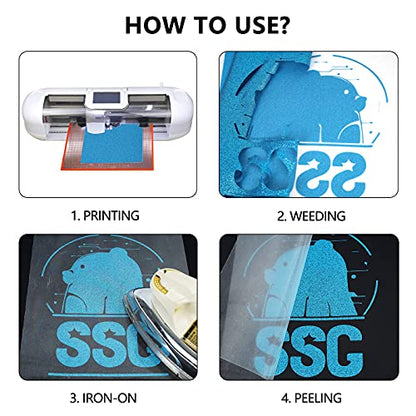 Glitter Sky Blue Heat Transfer Vinyl HTV Rolls