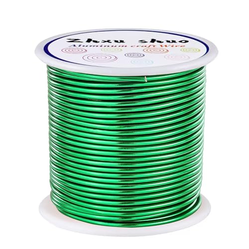 12 Gauge(2mm) Aluminum Wire 35 Yards Anodized Metal Wire for Bonsai Armature Crafting Sculpting Jewelry Craft Making Beading Floral (Green, 12 Gauge) (105 Foot)