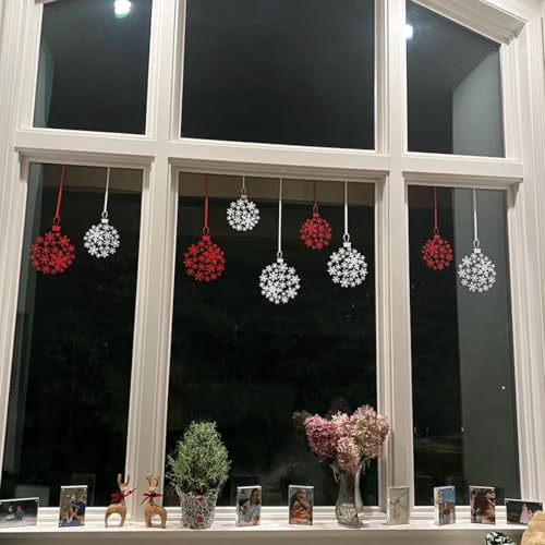 Christmas Window Stencils for Glass Large Snowflake Bauble Stencil (8 Count)