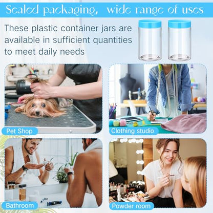 12 Pack 12 oz Plastic Container Jars with Lids Round Clear Travel Cosmetic Container Slime Jars for Toiletries (12 Count)