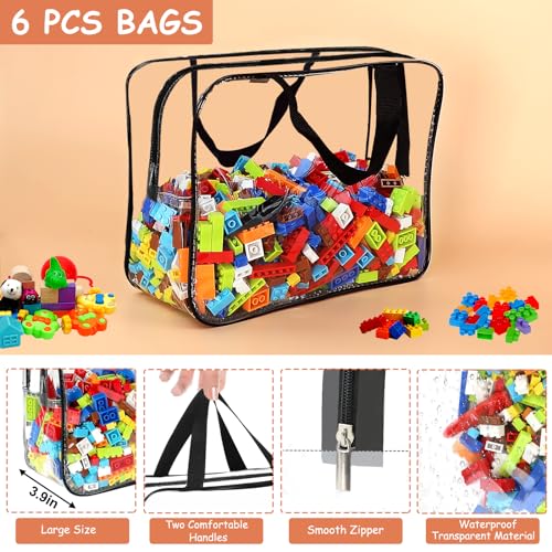 6 Packs Large Toy Storage Bags with Labels (6 Count)