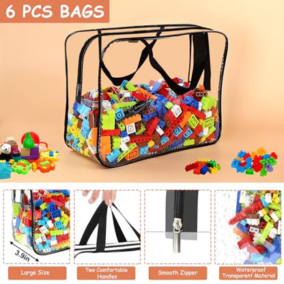 6 Packs Large Toy Storage Bags with Labels (6 Count)