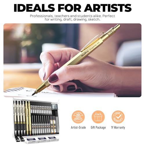 37PCS Gold Art Mechanical Pencil Set (6 Count)